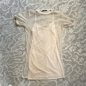 Cream Sheer Layered Dress